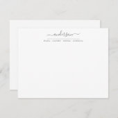 Familienname Silver Gray Script Calligraphy Mitteilungskarte (Vorne/Hinten)