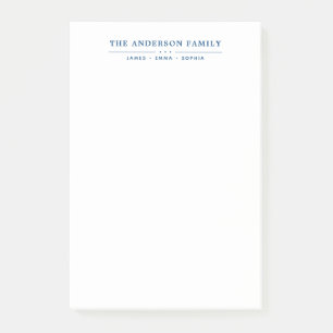Familienname Skript Navy Blau Typografie Post-it Klebezettel