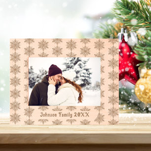 Familienname Snowflake Weihnachtsmuster 7x5 Holz Geätzte Rahmen