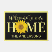 Familienname Sonnenblumen Gelb und Schwarz Willkom Fußmatte (Vorderseite)