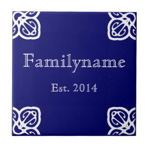 Familienname: Spanisch Weiß auf blau Fliese