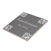 Familienname - Spanisches Weiß auf Grau Fliese (Seite)