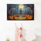 Familienname Spooky Happy Halloween Party Banner (Insitu)