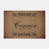 Familienname - Tan Burlap Fußmatte (Vorderseite)