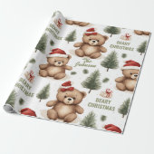 Familienname Teddy Bear Weihnachten Geschenkpapier (Ungerollt)