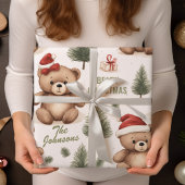 Familienname Teddy Bear Weihnachten Geschenkpapier