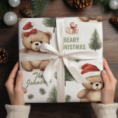 Familienname Teddy Bear Weihnachten Geschenkpapier
