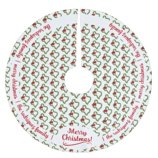 Familienname Texas Weihnachtskranz mit Red Bow Polyester Weihnachtsbaumdecke (Vorderseite)