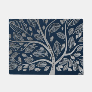  Familienname Tree Blue Gray Blätter Genealogie    Fußmatte