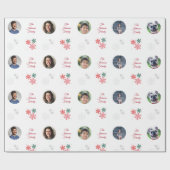 Familienname und 5 Foto Collage Weihnachten Geschenkpapier (Flach)