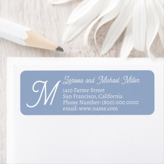 Familienname und Adresse Mit Monogramm staubblau (Insitu)