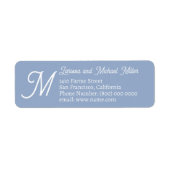 Familienname und Adresse Mit Monogramm staubblau (Vorne)