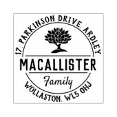 Familienname und Adresse mit Tree Motif Gummistempel (Prägung)
