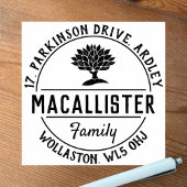 Familienname und Adresse mit Tree Motif Gummistempel