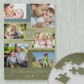 Familienname und Jahr 6 Foto Collage Green Blue Puzzle