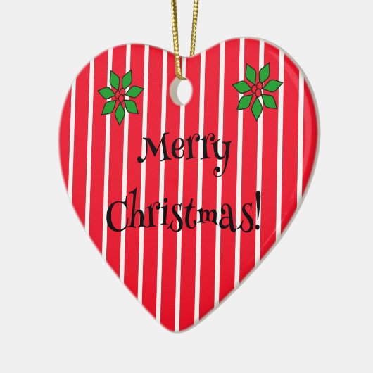 Familienname und Jahr auf roten und weißen Streife Keramik Ornament (Links)