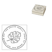 Familienname und Monstera Leaf-Rücksendeadresse Gummistempel (Stempel)