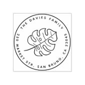 Familienname und Monstera Leaf-Rücksendeadresse Gummistempel (Prägung)