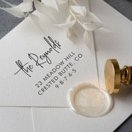 Familienname und Zuhause-Adresse Moderne Rücksende Permastempel