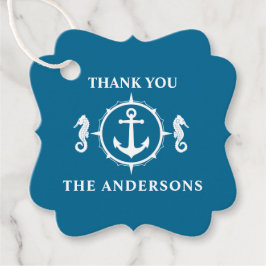 Familienname Vielen Dank Seepferd Anchor Aqua Blue Geschenkanhänger