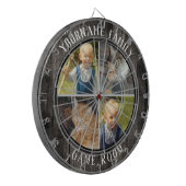 Familienname Vier-Foto-Spielzimmer Dartscheibe (Vorderseite Links)