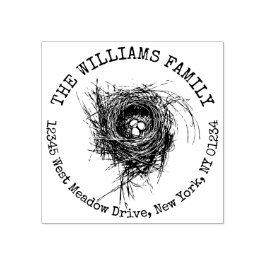 Familienname Vogelnest mit Eiern Nature Custom Gummistempel