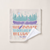 Familienname von Retro Lake House Badhandtuch Set (Waschlappen)