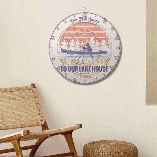 Familienname von Retro Lake House Dartscheibe