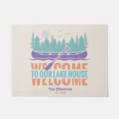 Familienname von Retro Lake House Fußmatte (Vorderseite)