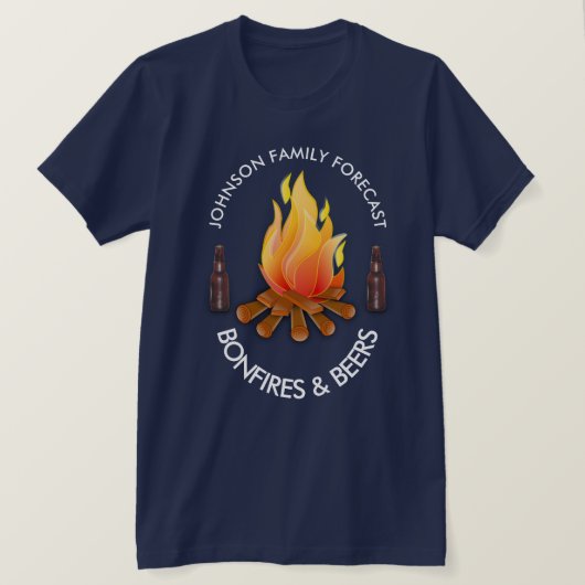 "(Familienname) Vorhersage: Brände und Biere" T-Shirt (Design vorne)