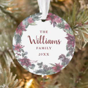 Familienname Weihnachten Florales Weihnachtsfoto Ornament