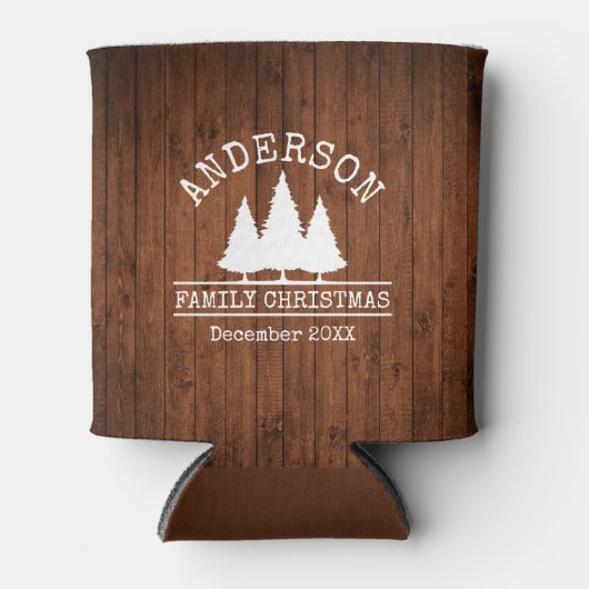 Familienname Weihnachten Rustikale Pinien Dosenkühler (Vorderseite)