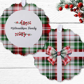 Familienname Weihnachten Vintages Geschenk Kariert Ornament Karte