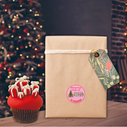 Familienname Whimsischer Weihnachtsmarschierer Runder Aufkleber