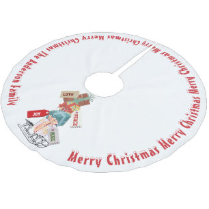 Familienname Winter Schlitten Cute Vintage Weihnac Polyester Weihnachtsbaumdecke