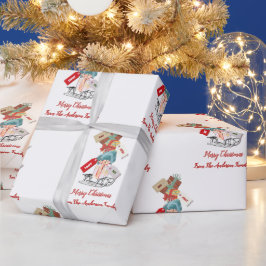 Familienname Winter Wonderland Moderne Weihnachten Geschenkpapier