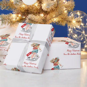 Familienname Winter Wonderland Moderne Weihnachten Geschenkpapier