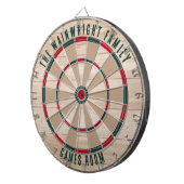 Familienname Wood Look Spielsaal Rustikal Dartscheibe (Vorderseite rechts)