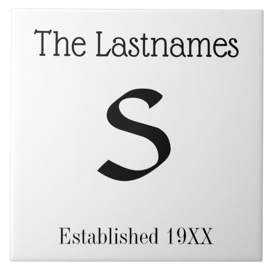 Familienname-Zeichen-einfaches modernes Fliese (Vorderseite)