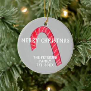 Familienname Zuckerstange Weihnachtsbaum Reversibe Keramik Ornament