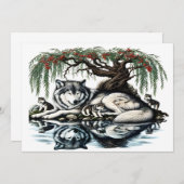 Familienoase Serene Wolf in idyllischer Natur Dankeskarte (Vorne/Hinten)