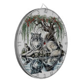 Familienoase Serene Wolf in idyllischer Natur Dartscheibe (Vorderseite Links)