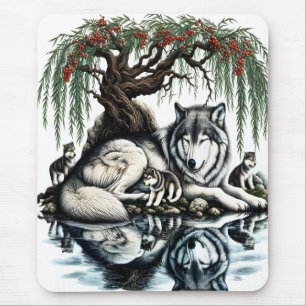 Familienoase Serene Wolf in idyllischer Natur Mousepad