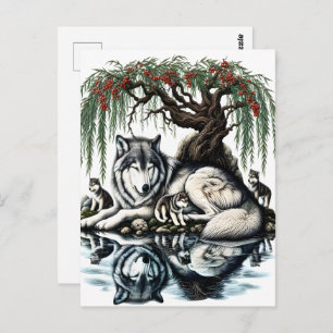 Familienoase Serene Wolf in idyllischer Natur Postkarte