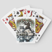 Familienoase Serene Wolf in idyllischer Natur Spielkarten (Rückseite)