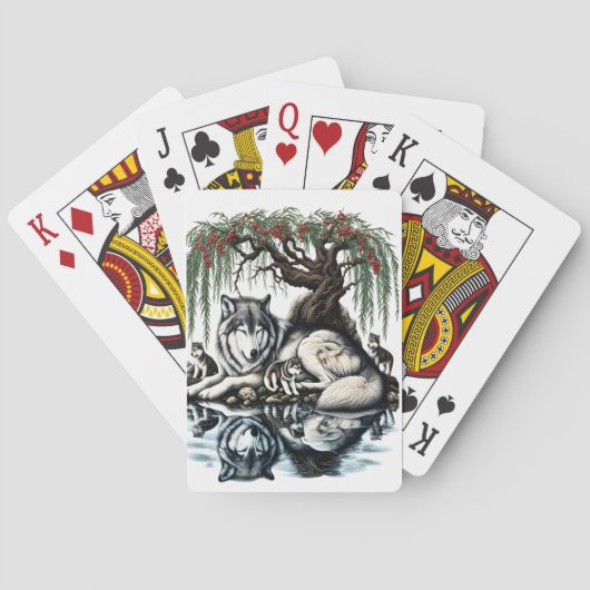 Familienoase Serene Wolf in idyllischer Natur Spielkarten (Rückseite)