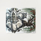 Familienoase Serene Wolf in idyllischer Natur Wandteppich (Vorderseite (Horizontal))