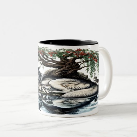 Familienoase Serene Wolf in idyllischer Natur Zweifarbige Tasse (VorderseiteRechts)