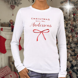 Familienpassender Weihnachtsbogen-Langarm Tri-Blend Shirt