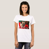 Familienpferd Hund Foto Weihnachten Glückwunsch Pa T-Shirt (Vorne ganz)